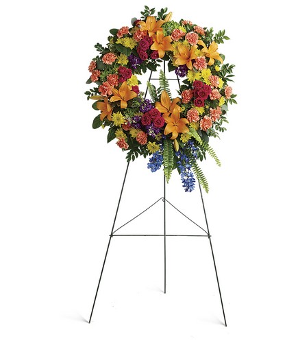 Colorful Serenity Wreath from Racanello Florist in Stamford, CT